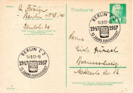 RDA - BERLIN C2. Carte Commémorative De 1957. Syndicat. - Maschinenstempel (EMA)