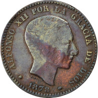 Monnaie, Espagne, Alfonso XII, 10 Centimos, 1878, B, Bronze, KM:675 - Sonstige & Ohne Zuordnung