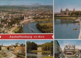 2877- ASCHAFFENBURG- PANORAMA, PALACE, SQUARE, LAKE, PALACE PAVILION, CAR, SHIP, POSTCARD - Aschaffenburg