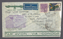 BRESIL 1933 Lettre Pernambuco Par Friedrichshafen Pour Royaume Uni Via Condor Zeppelin - Luftpost