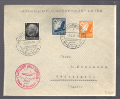 ALLEMAGNE Empire 1938 Lettre Frankfurt Pour Kecskemet Hongrie Par Zeppelin LZ 180 - Poste Aérienne & Zeppelin