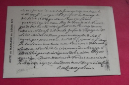 C P  Acte De Mariage De Louis XIV - Other & Unclassified