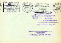 BERLIN -WEST  Postsache P SchA.  Belle Enveloppe Ayant Circulé En 1952. - Marcophilie - EMA (Empreintes Machines)