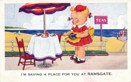 ROYAUME UNI - ENGLAND - Jolie Carte Fantaisie Fillette " I'm Saving A Place For You At RAMSGATE " - Ramsgate