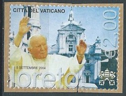 2004 VATICANO USATO VIAGGI DEL PAPA 2,00 EURO GIOVANNI PAOLO II A LORETO - VV2 - Oblitérés