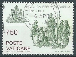 1991 VATICANO USATO ENCICLICA 750 LIRE - VV2 - Gebruikt