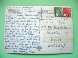 Switzerland 1971 Postcard "Locarno Church Night" To England - Numerals - Hand Slogan - Covers & Documents