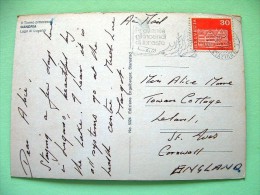 Switzerland 1972 Postcard "Gandria Lugano Lake Ship" To England - Houses Gais .- Forest Fire Slogan Cigarette - Briefe U. Dokumente