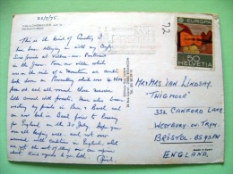 Switzerland 1975 Postcard "Vallombreuse Forest" To England - Europa CEPT Music Guitar - Briefe U. Dokumente