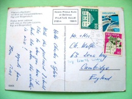 Switzerland 1977 Postcard "Pilatus Mountain Hanging Train" To England - House Samedan - Graubunden - Vaud - Brieven En Documenten