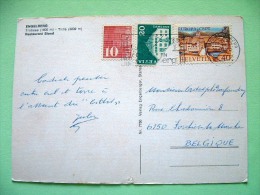 Switzerland 1977 Postcard "Engelberg Mountain Hanging Train" To Belgium - Europa CEPT - Samedan (broken) - Numeral - Covers & Documents