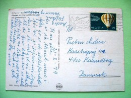 Switzerland 1979 Postcard "lake Mountains Fluelen" To Denmark - Balloon - Mountain Slogan - Lettres & Documents