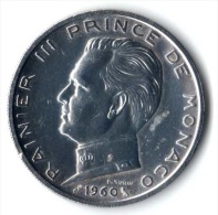 ** 5 FRANCS ARGENT MONACO 1960 SUP/FDC ** - 1960-2001 Nouveaux Francs