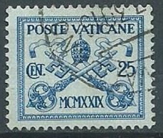 1929 VATICANO USATO CONCILIAZIONE 25 CENT - VV4 - Eilsendung (Eilpost)