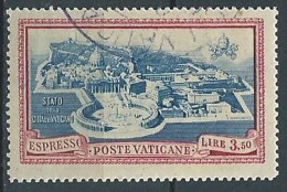 1945 VATICANO USATO EPRESSO GIARDINI E MEDAGLIONI 3,50 LIRE - VV4 - Exprès