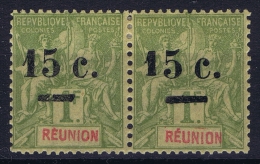 Reunion 1901 Ma 53 A Surcharge Déplacée, Paire Cat Value € 600 +++ - Ongebruikt