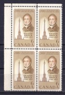 Canada 1969 Sir Isaac Brock And Memorial Column 6c Block Of 4 MNH - Unused Stamps