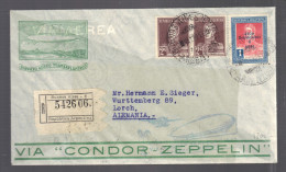 ARGENTINE 1932 Lettre Recommandée Buenos Aires Pour Friedrichshafer Allemagne Via Condor Zeppelin - Luftpost