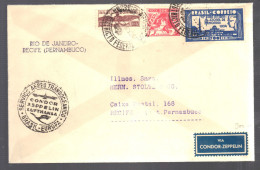 BRESIL 1934 Lettre Recife Pernambuco  Via Condor Zeppelin - Posta Aerea (società Private)