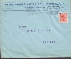 Denmark PETER FREDERIKSEN & Co., KØBENHAVN (K.) 1917 Cover Brief To ASSENS Arrival (2 Scans) - Lettres & Documents