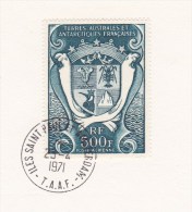 1970 FSAT TAAF French Antarctica - Coat Of Arms, Armoiries  Mi 54, Yv.PA 21 Cote 18.5 E Used, Oblitere - Used Stamps