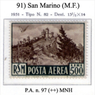 San-Marino-(M.F.)-0091 - 1951 - Sassone: P.A..n.97 (++) MNH - Airmail