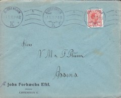 Denmark JOHN FORBÆCHS EFTF. (Tovværk, Ropes), KJØBENHAVN (K.) 1916 Cover Brief To ASSENS Arrival (2 Scans) - Briefe U. Dokumente