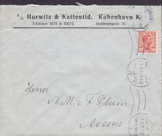 Denmark A/S HORWITZ & KATTENTID (Cigar Factory), KJØBENHAVN (K.) 1916 Cover Brief To ASSENS Arrival (2 Scans) - Covers & Documents