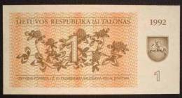 1992 Lithuania Banknote 1 Piece UNC Bird - Litauen
