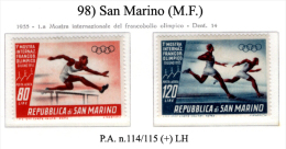 San-Marino-(M.F.)-0098 - 1955 - Sassone: P.A..n.114/115 (+) LH - Luchtpost