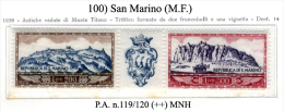 San-Marino-(M.F.)-0100 - 1958 - Sassone: P.A..n.119/120 (++) MNH - Poste Aérienne