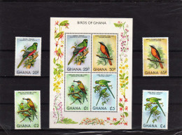 Ghana:1981 Série Et Bloc MNH "oiseaux Perroquets Guêpiers" - Collections, Lots & Series