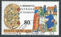 1980 VATICANO USATO S. BENEDETTO 80 LIRE - VV3 - Usati