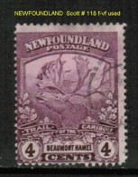 NEWFOUNDLAND    Scott  # 118 F-VF USED - 1908-1947