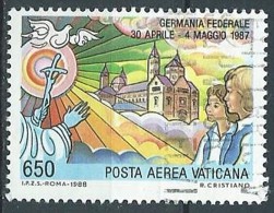 1986 VATICANO USATO POSTA AEREA I VIAGGI DEL PAPA 650 LIRE - VV4-2 - Posta Aerea