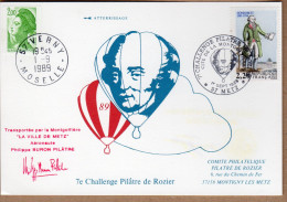 FRANCE 7ème CHALLENGE PILÂTRE DE ROZIER.. COURRIER MONTGOLFIERE ATTESTE PAR HUISSIER OBL. ILLUSTREE 1ER SEPT.1989. VOIR - Altri & Non Classificati