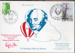 FRANCE 7ème CHALLENGE PILÂTRE DE ROZIER. COURRIER MONTGOLFIERE ATTESTE PAR HUISSIER OBL. ILLUSTREE 1ER SEPT.1989. VOIR - Altri & Non Classificati