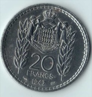 ** 20 FRANCS MONACO  LOUIS II 1947 SUP- ** - 1922-1949 Louis II