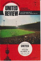 Official Football Programme MANCHESTER UNITED - ITALIAN OLYMPIC TEAM Friendly 1967 RARE - Uniformes Recordatorios & Misc