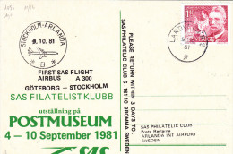 Göteborg Stockholm Arlanda 1981 - First Flight Erstflug 1er Vol - SAS - Cartas & Documentos