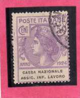 ITALY KINGDOM  ITALIA REGNO 1924 PARASTATALI CASSA NAZIONALE ASSICURAZIONI INFORTUNI SUL LAVORO CENT. 50 USATO USED - Franchigia