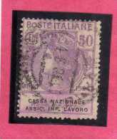 ITALY KINGDOM  ITALIA REGNO 1924 PARASTATALI CASSA NAZIONALE ASSICURAZIONI INFORTUNI SUL LAVORO CENT. 50 USATO USED - Franchise
