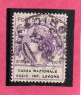ITALY KINGDOM  ITALIA REGNO 1924 PARASTATALI CASSA NAZIONALE ASSICURAZIONI INFORTUNI SUL LAVORO CENT. 50 USATO USED - Portofreiheit
