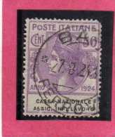 ITALY KINGDOM  ITALIA REGNO 1924 PARASTATALI CASSA NAZIONALE ASSICURAZIONI INFORTUNI SUL LAVORO CENT. 50 USATO USED - Franchise