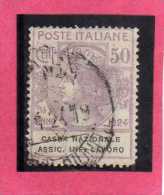 ITALY KINGDOM  ITALIA REGNO 1924 PARASTATALI CASSA NAZIONALE ASSICURAZIONI INFORTUNI SUL LAVORO CENT. 50 USATO USED - Franchise