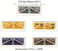 San-Marino-(M.F.)-0110 - 1956-61 - Sassone: Pacchi Postali N.37/41 (++) MNH - Parcel Post Stamps