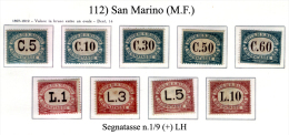 San-Marino-(M.F.)-0112 - 1897-1919 - Sassone: Segnatassei N.1/9 (+) LH - Timbres-taxe
