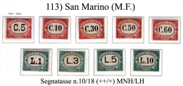 San-Marino-(M.F.)-0113 - 1924 - Sassone: Segnatassei N.10/18 (+) LH - Impuestos