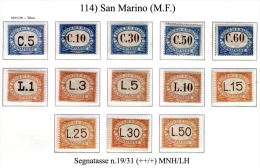 San-Marino-(M.F.)-0114 - 1925 - Sassone: Segnatassei N.19/31 (++/+) MNH/LH - Timbres-taxe