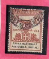 ITALY KINGDOM ITALIA REGNO 1924 PARASTATALI CASSA NAZIONALE ASSICURAZIONI SOCIALI CENT. 30 USED - Franchise